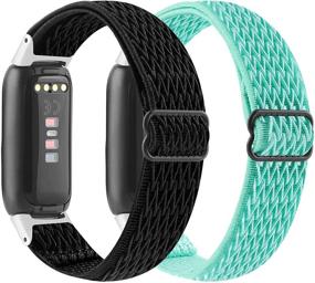 img 4 attached to 📿 Набор из 2-х эластичных ремешков для часов Fitbit Luxe: регулируемая мягкая замена нейлоновой браслетки