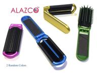 alazco compact folding hair brush with mirror - perfect for travel, car, gym bag, purse, and locker logo