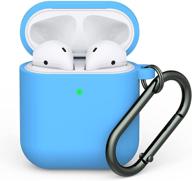 чехол для airpods lelong - мягкий силиконовый защитный чехол с брелоком для apple airpods 1-го и 2-го поколения - для мужчин и женщин [видимый передний светодиод] - ярко-синий логотип