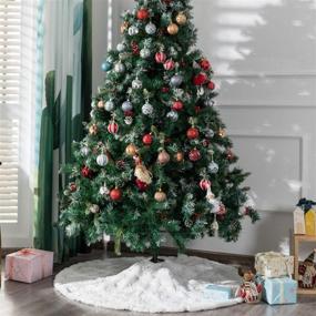 img 3 attached to 🎄 Kederwa 35-inch White Christmas Tree Skirt - Luxurious Faux Fur Xmas Tree Mat Cover with Sequin Snowflakes - Thick Plush Tree Cover for Christmas Tree Ornaments