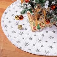 🎄 kederwa 35-inch white christmas tree skirt - luxurious faux fur xmas tree mat cover with sequin snowflakes - thick plush tree cover for christmas tree ornaments logo