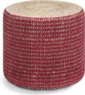 🪑 simplihome larissa round braided pouf: natural and maroon small parcel seating solution логотип