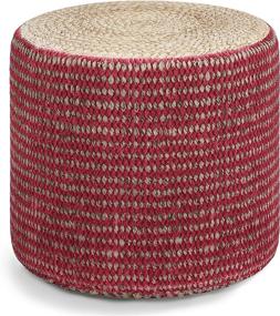 img 4 attached to 🪑 SimpliHome Larissa Round Braided Pouf: Natural and Maroon Small Parcel Seating Solution