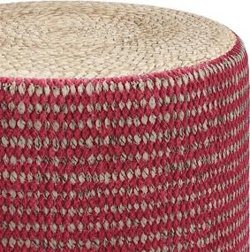 img 2 attached to 🪑 SimpliHome Larissa Round Braided Pouf: Natural and Maroon Small Parcel Seating Solution