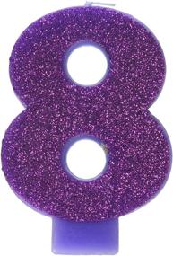 img 1 attached to 🎉 Amscan Birthday Celebration, #8 Glitter Candle, Purple Party Supplies, 3.25" Size, Model: