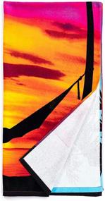 img 1 attached to 🌴 Dawhud Direct Palm Tree Sunset Plush Cotton Beach Towel: Luxuriously Soft & Perfect for Bath, Pool, and More!