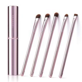 img 3 attached to 💄 5-Piece Eyeshadow Brush Set, High-Quality Eyebrow, Eyeshadow, and Concealer Brushes for Eye Blending and Smudging with Case, Pink Makeup Brushes Ideal for Travel