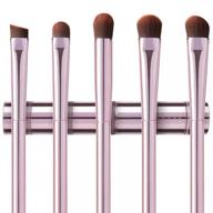 💄 5-piece eyeshadow brush set, high-quality eyebrow, eyeshadow, and concealer brushes for eye blending and smudging with case, pink makeup brushes ideal for travel logo