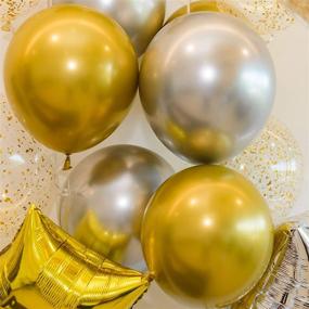 img 1 attached to Premium Metallic Gold Party Balloons - 5 Pack 18 inch | Shiny Chrome Gold Latex Balloon for Birthday, Wedding, Baby Shower and more!