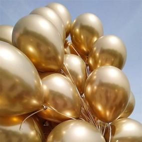 img 4 attached to Premium Metallic Gold Party Balloons - 5 Pack 18 inch | Shiny Chrome Gold Latex Balloon for Birthday, Wedding, Baby Shower and more!