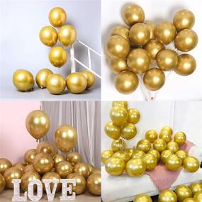 img 2 attached to Premium Metallic Gold Party Balloons - 5 Pack 18 inch | Shiny Chrome Gold Latex Balloon for Birthday, Wedding, Baby Shower and more!