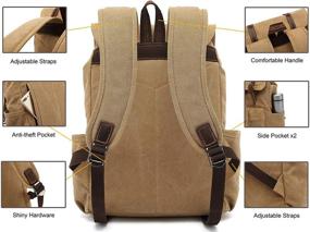 img 1 attached to Vintage Backpack HuaChen Rucksack M83_Green Backpacks for Laptop Backpacks