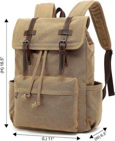 img 3 attached to Vintage Backpack HuaChen Rucksack M83_Green Backpacks for Laptop Backpacks