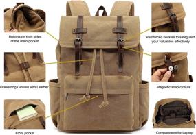 img 2 attached to Vintage Backpack HuaChen Rucksack M83_Green Backpacks for Laptop Backpacks