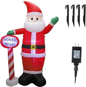 img 1 attached to 🎅 MorTime 8FT Inflatable Santa Claus: Lighted Giant Wave North Pole – Xmas Outdoor Decorations