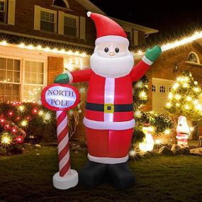 img 4 attached to 🎅 MorTime 8FT Inflatable Santa Claus: Lighted Giant Wave North Pole – Xmas Outdoor Decorations