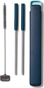 img 4 attached to 🌿 Green OXO Good Grips Stainless Steel 4 Piece Reusable Straw Set with Case for Better Sustainability