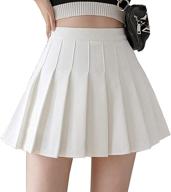 adarados high waisted pleated skirt for girls and women - elastic waist mini school uniform skirt with lining shorts logo