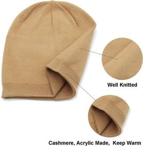 img 1 attached to Wheebo Cashmere Stretch Skull Ski Cap – Unisex Winter Knit Hat in Solid Colors for Women and Men