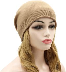 img 3 attached to Wheebo Cashmere Stretch Skull Ski Cap – Unisex Winter Knit Hat in Solid Colors for Women and Men