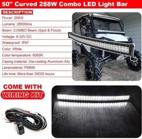 img 3 attached to Curved 52-Inch 288W Offroad LED Light Bar with Spot/Flood Combo Beam, Upper Roof Windshield Mount Brackets, and Wiring Kit - Compatible with 2017-2021 Can-am Maverick X3 Max