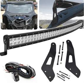 img 4 attached to Curved 52-Inch 288W Offroad LED Light Bar with Spot/Flood Combo Beam, Upper Roof Windshield Mount Brackets, and Wiring Kit - Compatible with 2017-2021 Can-am Maverick X3 Max