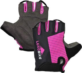 img 4 attached to 🚴 LuxoBike Cycling Gloves - Anti Slip Shock Absorbing Padded Breathable Half Finger Short Sports Gloves for Men/Women - Bicycle Gloves, Bicycling Gloves, Mountain Bike Gloves - Accessories