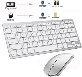 img 3 attached to TNANA Silver Bluetooth Keyboard and Mouse for iPad/iPhone (iPadOS 13/iOS 13 or Higher) - Wireless Keyboard and Mouse for iPad/iPad Air/iPad Pro/iPad Mini, iPhone, and Mac