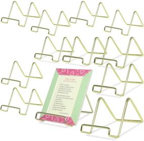 img 4 attached to 📋 BANBERRY DESIGNS Wire Easel Display Stand Plate Holders - Sleek Brass Metal - 3" Height - Set of 12 Pieces…