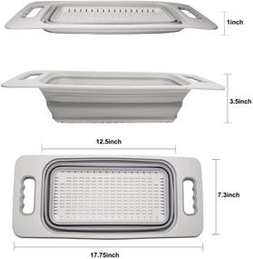 img 2 attached to 🍲 SAMMART Over The Sink Rectangular Colander (Grey): The Ultimate Kitchen Essential for Efficient Straining and Draining