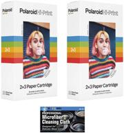 📸 polaroid hi-print 2 x 3 paper cartridges - 2 pack, 40 sheets - with bonus microfiber cleaning cloth logo