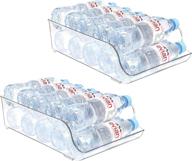 🍶 puricon 2 pack bpa-free clear plastic water bottle storage organizer bin, dispenser holder for refrigerators, fridge, freezers, cabinets, pantry - holds up to 9 bottles of 16.9 oz water логотип