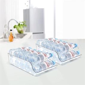 img 3 attached to 🍶 Puricon 2 Pack BPA-Free Clear Plastic Water Bottle Storage Organizer Bin, Dispenser Holder for Refrigerators, Fridge, Freezers, Cabinets, Pantry - Holds up to 9 Bottles of 16.9 oz Water