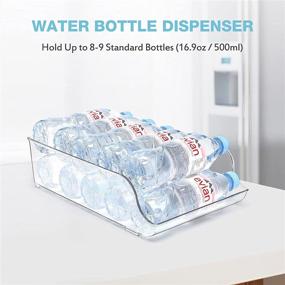 img 2 attached to 🍶 Puricon 2 Pack BPA-Free Clear Plastic Water Bottle Storage Organizer Bin, Dispenser Holder for Refrigerators, Fridge, Freezers, Cabinets, Pantry - Holds up to 9 Bottles of 16.9 oz Water