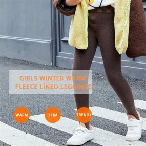 img 1 attached to 🌙 Winter Fleece-Lined Leggings: Moon Tree Girls Thermal Footed/Footless Tights - High Waist Pants for Extra Warmth