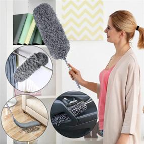 img 3 attached to 🪒 Extendable Microfiber Duster Kit with Telescoping Pole (30-100 Inches), Bendable & Washable Lightweight Dusters for Cleaning Ceiling Fans, Cobwebs, Furniture, and Cars