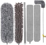 🪒 extendable microfiber duster kit with telescoping pole (30-100 inches), bendable & washable lightweight dusters for cleaning ceiling fans, cobwebs, furniture, and cars logo