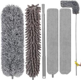 img 4 attached to 🪒 Extendable Microfiber Duster Kit with Telescoping Pole (30-100 Inches), Bendable & Washable Lightweight Dusters for Cleaning Ceiling Fans, Cobwebs, Furniture, and Cars