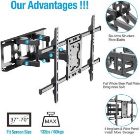 img 2 attached to 📺 EVERVIEW Full Motion TV Wall Mount Bracket | Fits 37-70 inch LED, LCD, OLED Flat Curved TVs | Dual Articulating Arms | Swivels, Tilts & Rotates | Max VESA 600X400mm | Holds up to 132lbs