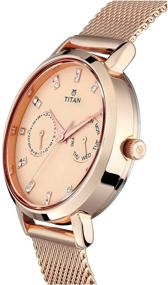 img 3 attached to Пышное женское часы Titan Sparkle с кристаллами Swarovski: многофункциональные, кварцевые, водонепроницаемые, сетчатый ремешок