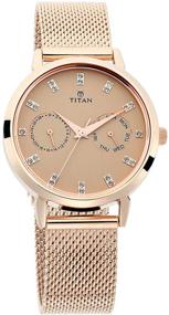 img 4 attached to Пышное женское часы Titan Sparkle с кристаллами Swarovski: многофункциональные, кварцевые, водонепроницаемые, сетчатый ремешок