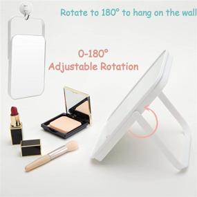 img 2 attached to 💄 SGUTEN Small Table Top Makeup Mirror with Stand - Portable Travel Mirror, Adjustable Rotation Foldable Mirror for Makeup, Shaving, and Vanity - Wall-Mounted Hanging Mirror for Small Spaces, White