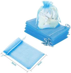 img 3 attached to 🎁 WenTao 100Pcs Premium Sheer Drawstring Organza Bags: Blue Gift Bags for Candy, Jewelry, Party & Wedding Favors