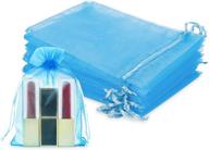 🎁 wentao 100pcs premium sheer drawstring organza bags: blue gift bags for candy, jewelry, party & wedding favors logo