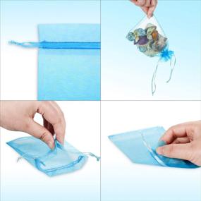 img 1 attached to 🎁 WenTao 100Pcs Premium Sheer Drawstring Organza Bags: Blue Gift Bags for Candy, Jewelry, Party & Wedding Favors