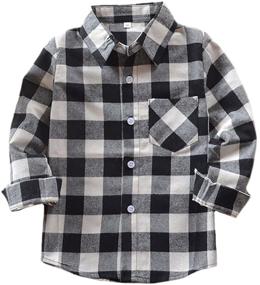 img 3 attached to 👕 Tortor 1Bacha Little Boys' Long Sleeve Plaid Flannel Button Down Shirt