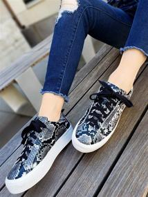 img 3 attached to Stylish and Comfortable: Shoe Republic LA Women's Snakeskin Colorful Platform Sneakers for Casual Walking