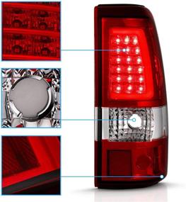 img 1 attached to Enhanced AmeriLite for 1999-2006 GMC Sierra / 99-02 Chevy Silverado Pick Up Truck Ruby Red C-Type LED Tube Replacement Tail Lights Brake Lamp Set - Passenger and Driver Side