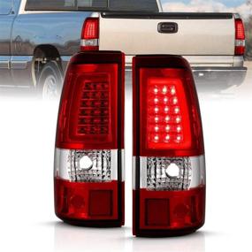 img 2 attached to Enhanced AmeriLite for 1999-2006 GMC Sierra / 99-02 Chevy Silverado Pick Up Truck Ruby Red C-Type LED Tube Replacement Tail Lights Brake Lamp Set - Passenger and Driver Side