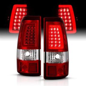 img 3 attached to Enhanced AmeriLite for 1999-2006 GMC Sierra / 99-02 Chevy Silverado Pick Up Truck Ruby Red C-Type LED Tube Replacement Tail Lights Brake Lamp Set - Passenger and Driver Side